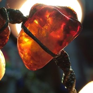 Handmade crafted vintage USSR baltic amber bracelet with sea kevlar thread.